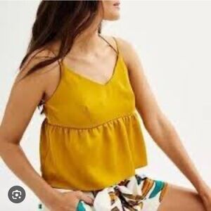 Nine West Yellow Camisole Crop Top with halter tie size medium.